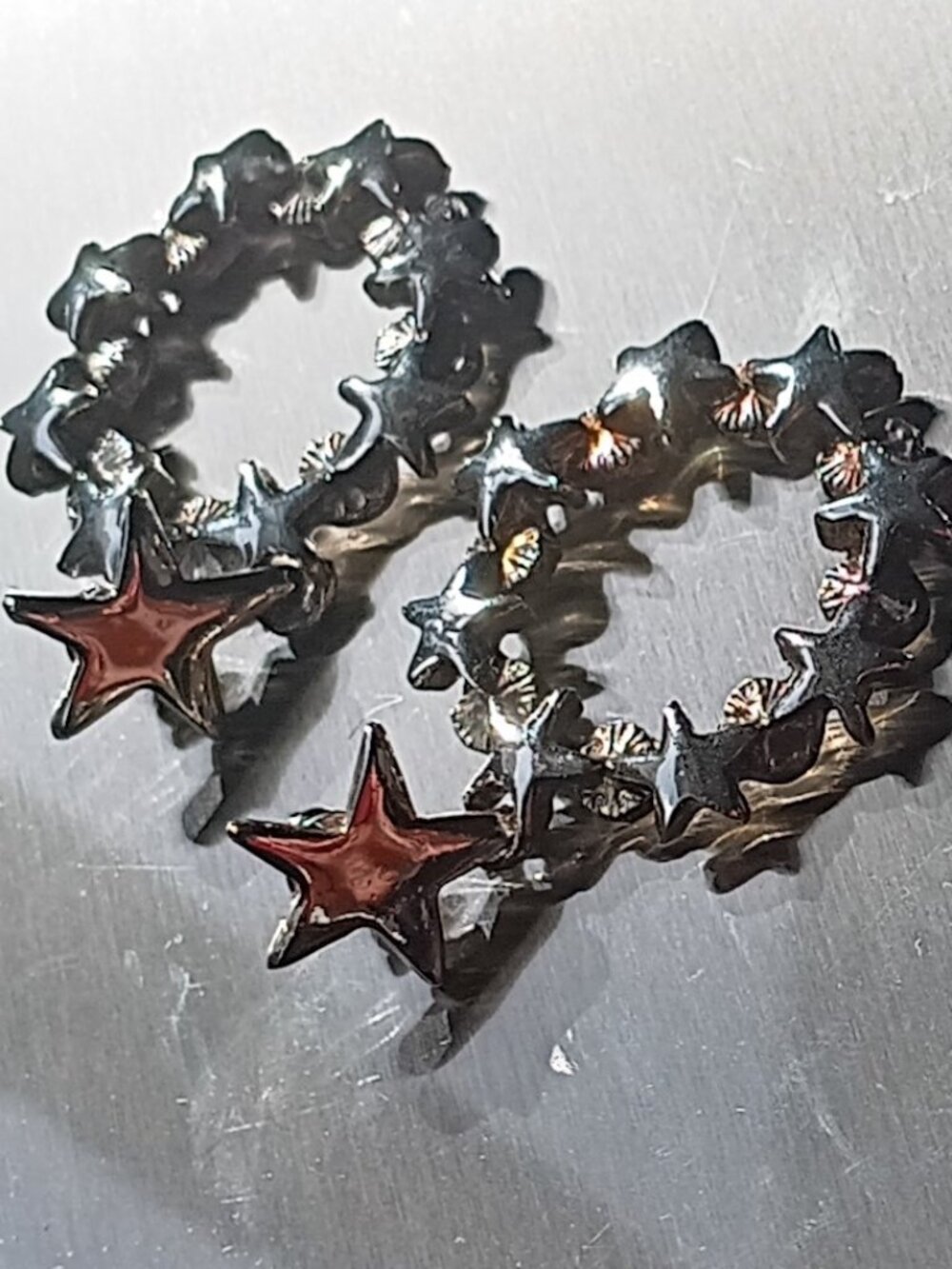 Sterling Silver Star Drop Earrings Heavy Weight GO USA! July 4th